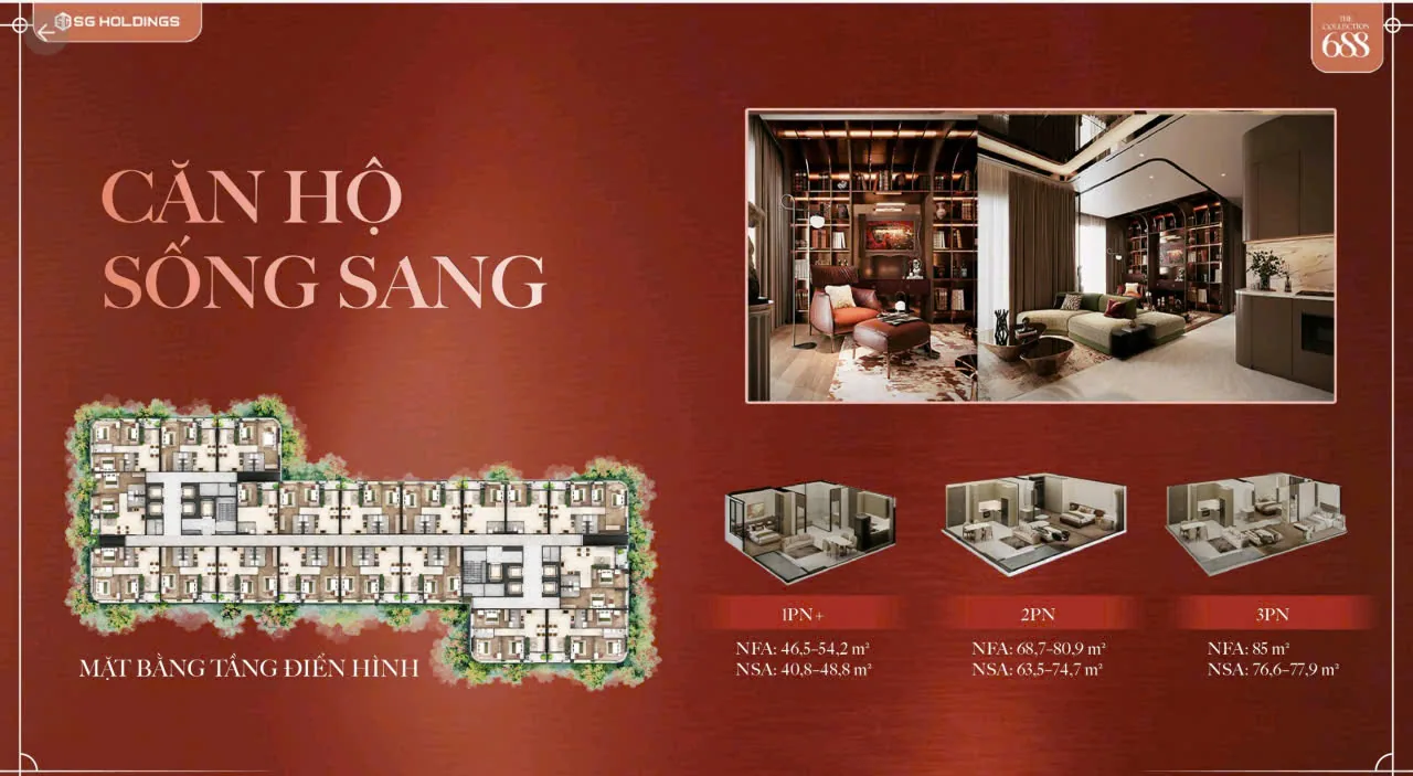 Mặt bằng tầng điển hình căn hộ Sống Sang