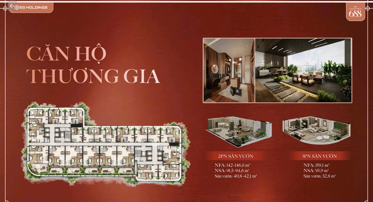 Mặt bằng căn hộ Thương Gia và căn sân vườn
